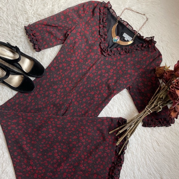 Gothic casual floral rose print long dress - Picture 14 of 16